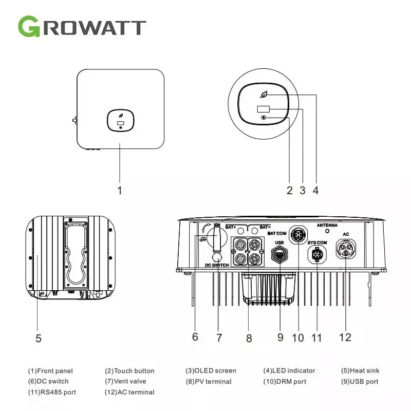 Growatt MIN 2500~6000 TL-X Single Phase 2500W 3KW 3600W 4200W 4600W 5KW 6KW On Grid Solar Growatt